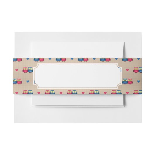 Bandeau De Faire-part Motif vérifié avec des hiboux d'amour (Devant Example)