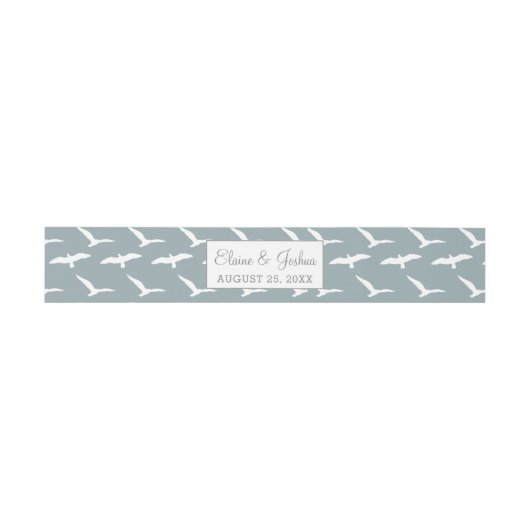 Bandeau De Faire-part mouettes dusky bleu plage invitation (Plat)