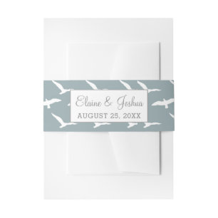 Bandeau De Faire-part mouettes dusky bleu plage invitation