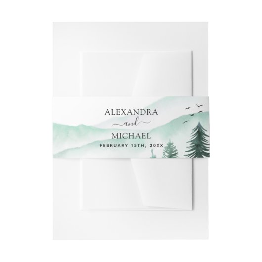 Bandeau De Faire-part Mountain Rustic Watercolor Mariage (Devant example)