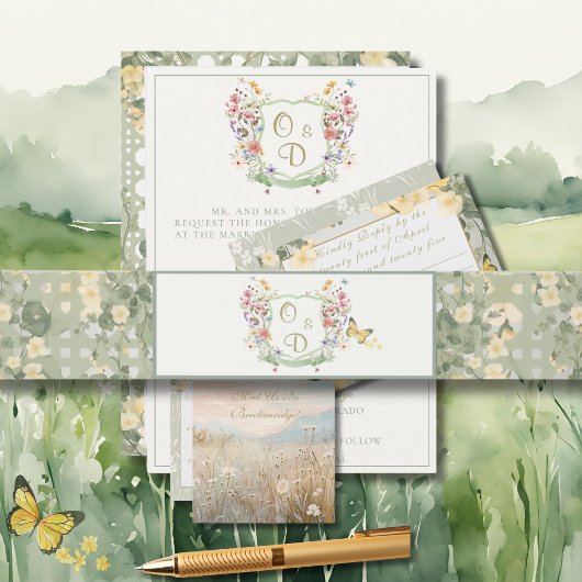 Bandeau De Faire-part Mountain Wildflower Garden Invitation Belly Band