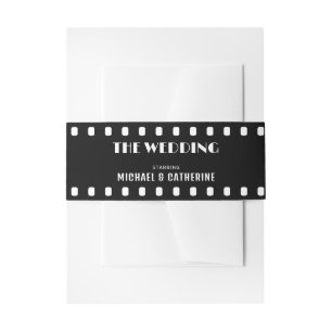 Bandeau De Faire-part Movie Film Strip Mariage noir et blanc