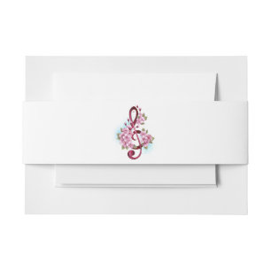 Bandeau De Faire-part Musical treble clef notes with sakura flowers