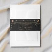Bandeau De Faire-part Mystic Black Gold Sun Moon Stars Mariage Invitat