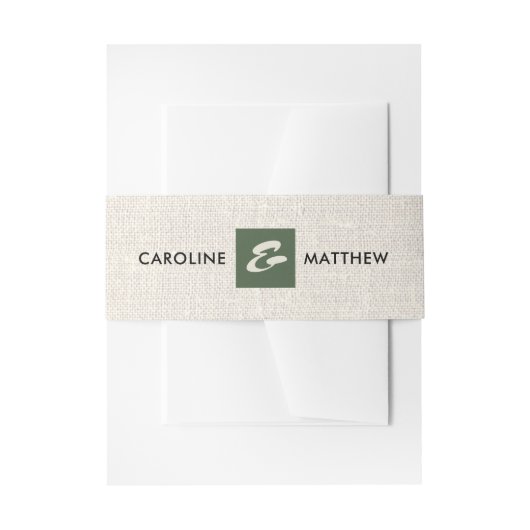 Bandeau De Faire-part Nature | Mariage de texture Burlap vert (Devant example)