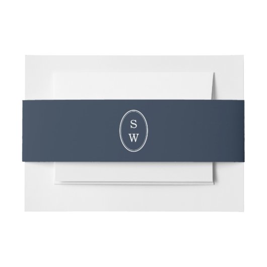 Bandeau De Faire-part Nautical Navy Monogram Wedding Belly Band (Devant Example)