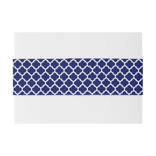 Bandeau De Faire-part Navy Blue White Moroccan Quatrefoil Pattern #5 (Dos exemple)