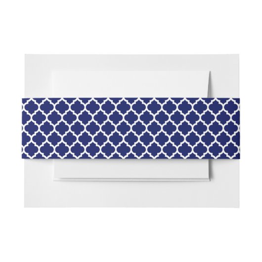 Bandeau De Faire-part Navy Blue White Moroccan Quatrefoil Pattern #5 (Devant Example)