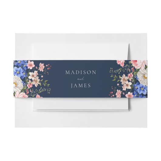 Bandeau De Faire-part Navy Blue Wildflower Floral Wedding (Devant Example)