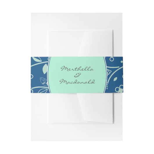 Bandeau De Faire-part NEO MINT CLASSIQUE BLEU Moderne Floral (Devant example)