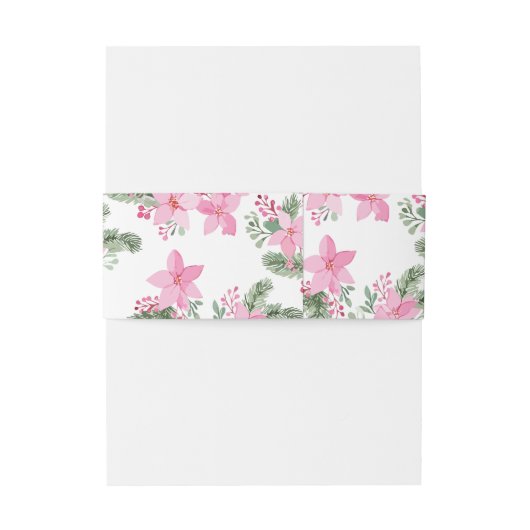 Bandeau De Faire-part Noël rose Poinsettia (Dos Example)