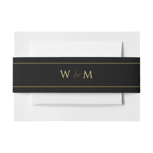 Bandeau De Faire-part Noir Monogramme Dark Moody Mariage (Devant Example)