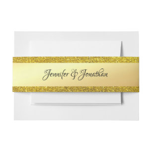 Bandeau De Faire-part Nom de script manuscrit Texte Paillettes dorées Él