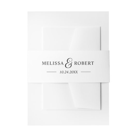 Bandeau De Faire-part NOM moderne personnalisé Mariage noir et blanc (Devant example)