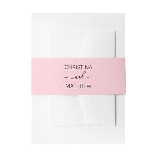 Bandeau De Faire-part NOM moderne personnalisé Noir Blush Mariage rose (Devant example)