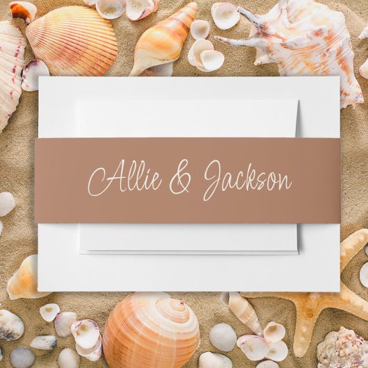Bandeau De Faire-part Noms de mariage en écriture marron