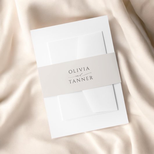 Bandeau De Faire-part Noms minimaux de mariées et de chambres beiges mod