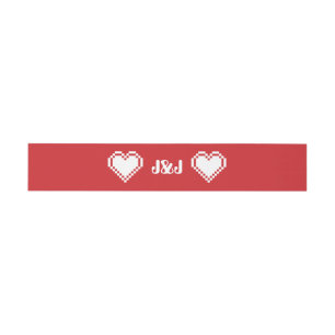 Bandeau De Faire-part Nos Coeurs 8 bits dans Cerry Invitation Belly Band