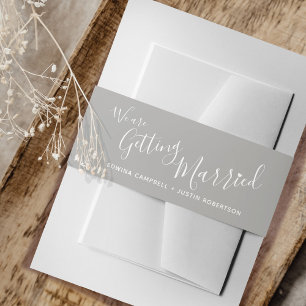 Bandeau De Faire-part Nous nous marions simple mariage blanc gris