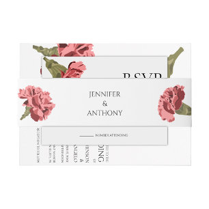 Bandeau De Faire-part Oeillets roses Luxe Moderne Floral Mariage