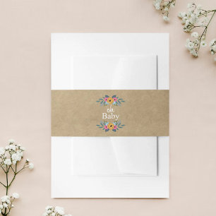 Bandeau De Faire-part Oh Bébé ! Couronne florale kraft rustique Baby Sho