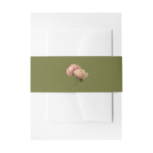 Bandeau De Faire-part Olive Green Mariage Rose chic