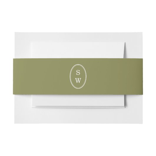 Bandeau De Faire-part Olive Green Monogram Wedding Belly Band (Devant Example)