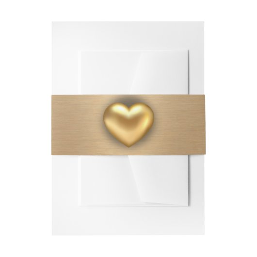 Bandeau De Faire-part Or brossé élégant avec Mariage coeur or (Devant example)