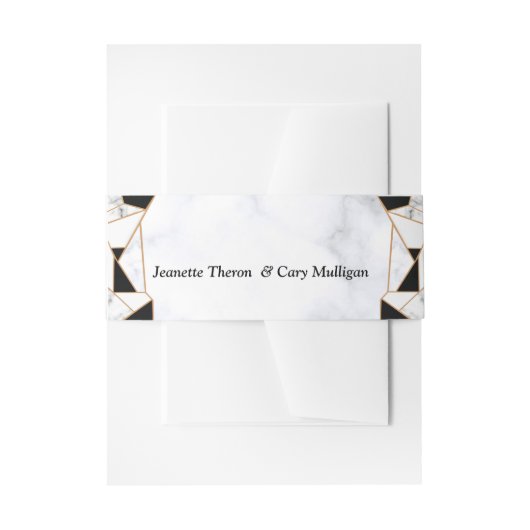 Bandeau De Faire-part Or noir moderne Abstrait sur le Marbre blanc (Devant example)