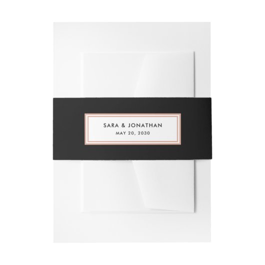 Bandeau De Faire-part Or rose sur noir | Mariage (Devant example)