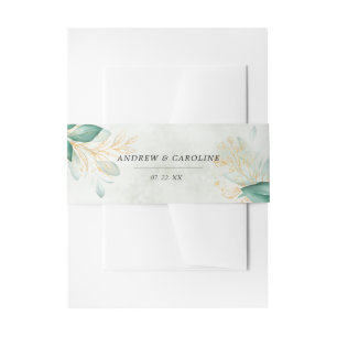 Bandeau De Faire-part or vert poussiéreux mariage de verdure eucalyptus