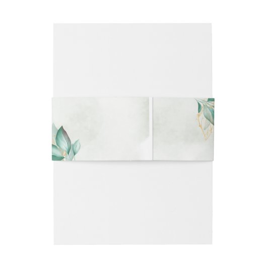 Bandeau De Faire-part or vert poussiéreux mariage de verdure eucalyptus (Dos Example)