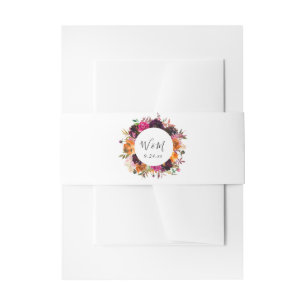 Bandeau De Faire-part Orange, rose chaude et violet automne florale 3