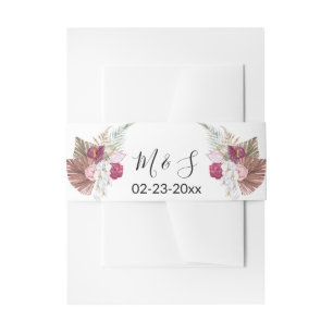Bandeau De Faire-part Orchidées blanches de palme Blush Mariage floral B