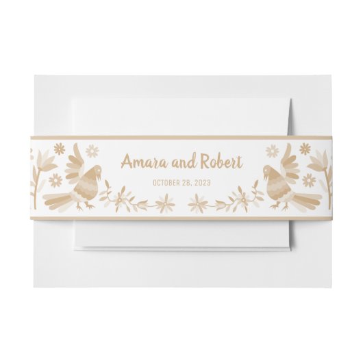 Bandeau De Faire-part Otomi mexicain beige (Devant Example)