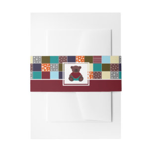 Bandeau De Faire-part Ours en patchwork, Baby Shower