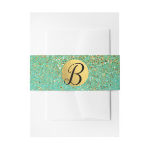 Bandeau De Faire-part Paillettes dorées en cascade et fête glamour aqua