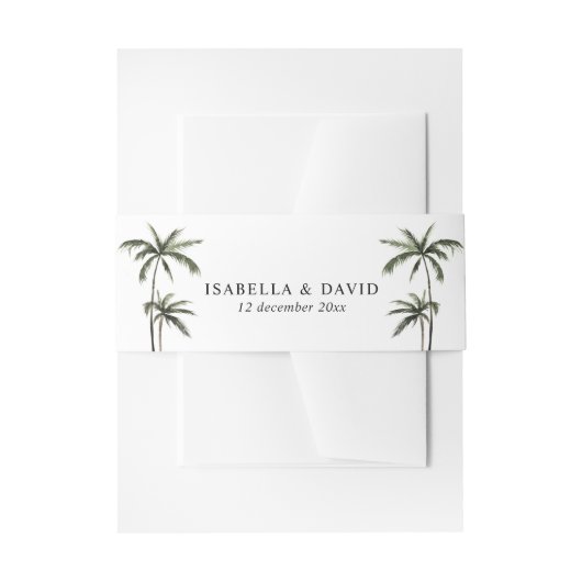 Bandeau De Faire-part Palm Tree Tropical Minimal Green Mariage (Devant example)