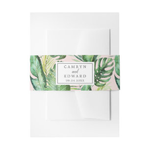 Bandeau De Faire-part Palme tropicale sauvage Blush Mariage Belly Band