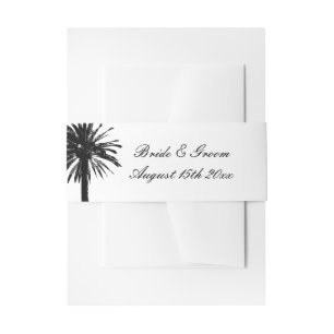 Bandeau De Faire-part Palmier tropical noir et blanc mariage