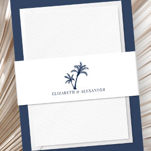 Bandeau De Faire-part Palmier tropical Plage Mariage Marine Bleu
