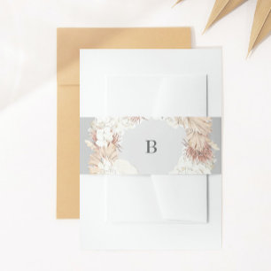 Bandeau De Faire-part Pampas Wreath Grey Élégant Ultimate Mod Monogramme