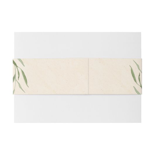 Bandeau De Faire-part Papier beige feuilleté vert (Dos exemple)