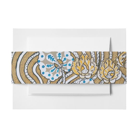 Bandeau De Faire-part papier peint bleu art nouveau cyclamen (Devant Example)