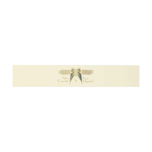 Bandeau De Faire-part Papillon Art déco Monogramme Mariage d'or (Plat)