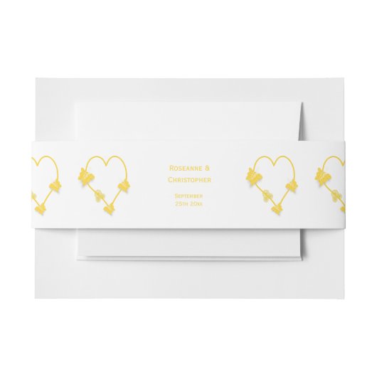 Bandeau De Faire-part Papillon jaune Mariage de conception cardiaque (Devant Example)