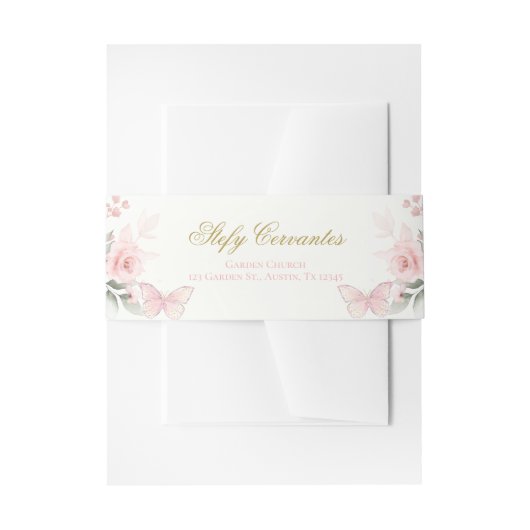 Bandeau De Faire-part Papillon rose Quinceañera (Devant example)