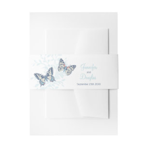 Bandeau De Faire-part papillons d'art mariage invitation bleue