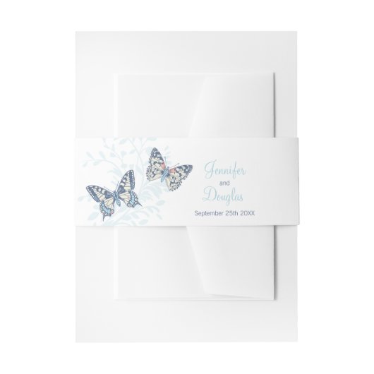 Bandeau De Faire-part papillons d'art mariage invitation bleue (Devant example)