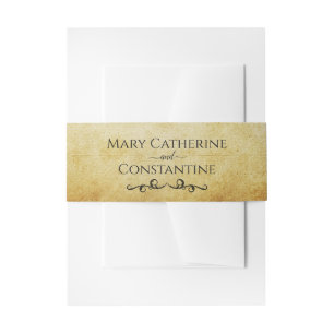 Bandeau De Faire-part Parchemin d'or Elégant mariage vintage